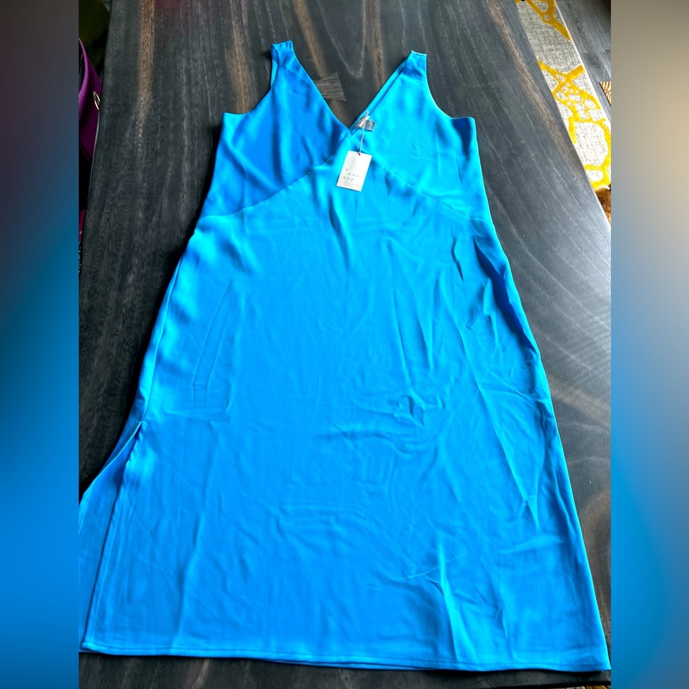 NWT AND L Bias Cut Ice Blue Satin Dress